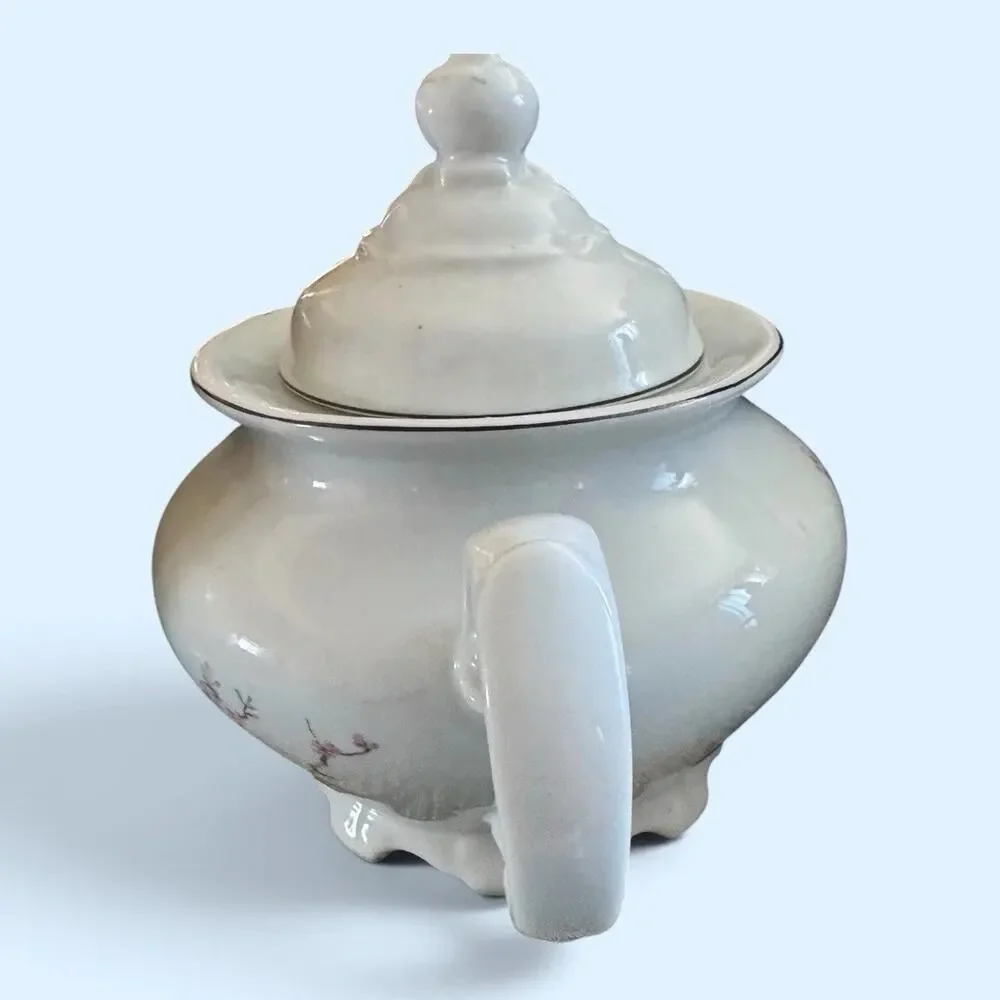 Vintage Porcelana Schmidt Brasil Ceramic Teapot Floral Design